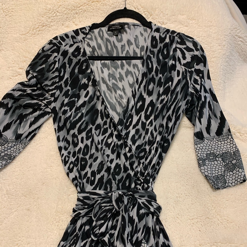 Tahari wrap dress, above the knee